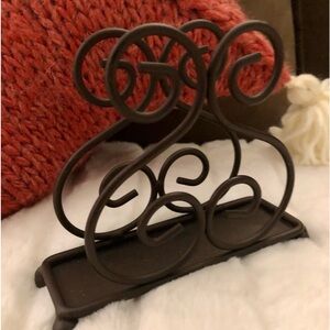 Napkin Holder Antique Scroll Letter Mail - Kitchen - Table Vintage Metal Grandma